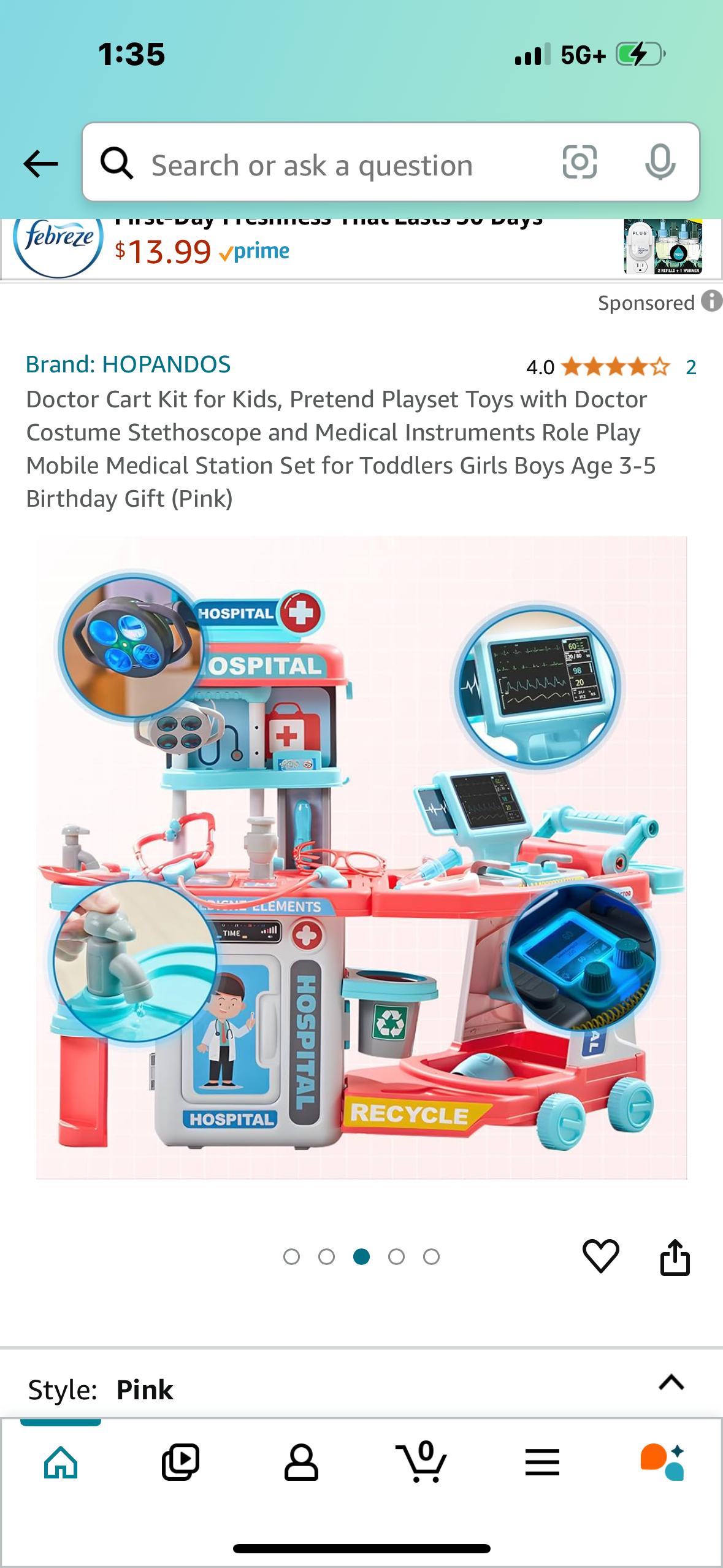 Doctor Cart Kit for Kids, Pretend Playset Toys with Doctor Costume Stethoscope and Medical Instruments Role Play Mobile Medical Station Set for Toddlers Girls Boys Age 3-5 Birthday Gift (Pink)