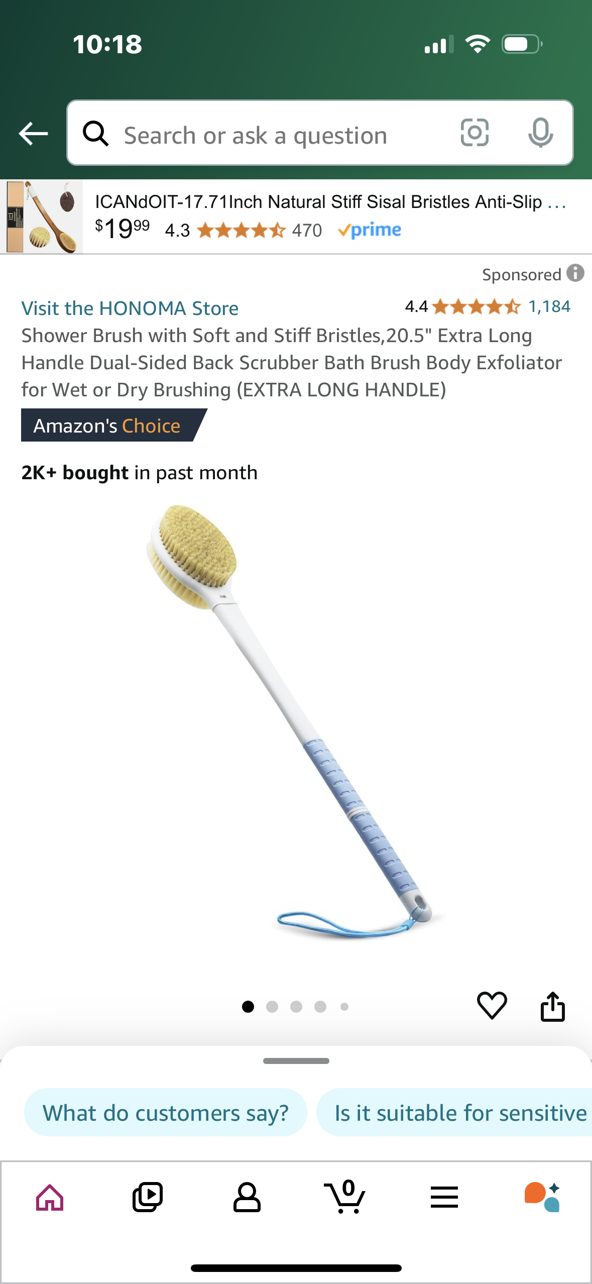 Shower Brush with Soft and Stiff Bristles,20.5" Extra Long Handle Dual-Sided Back Scrubber Bath Brush Body Exfoliator for Wet or Dry Brushing (EXTRA LONG HANDLE