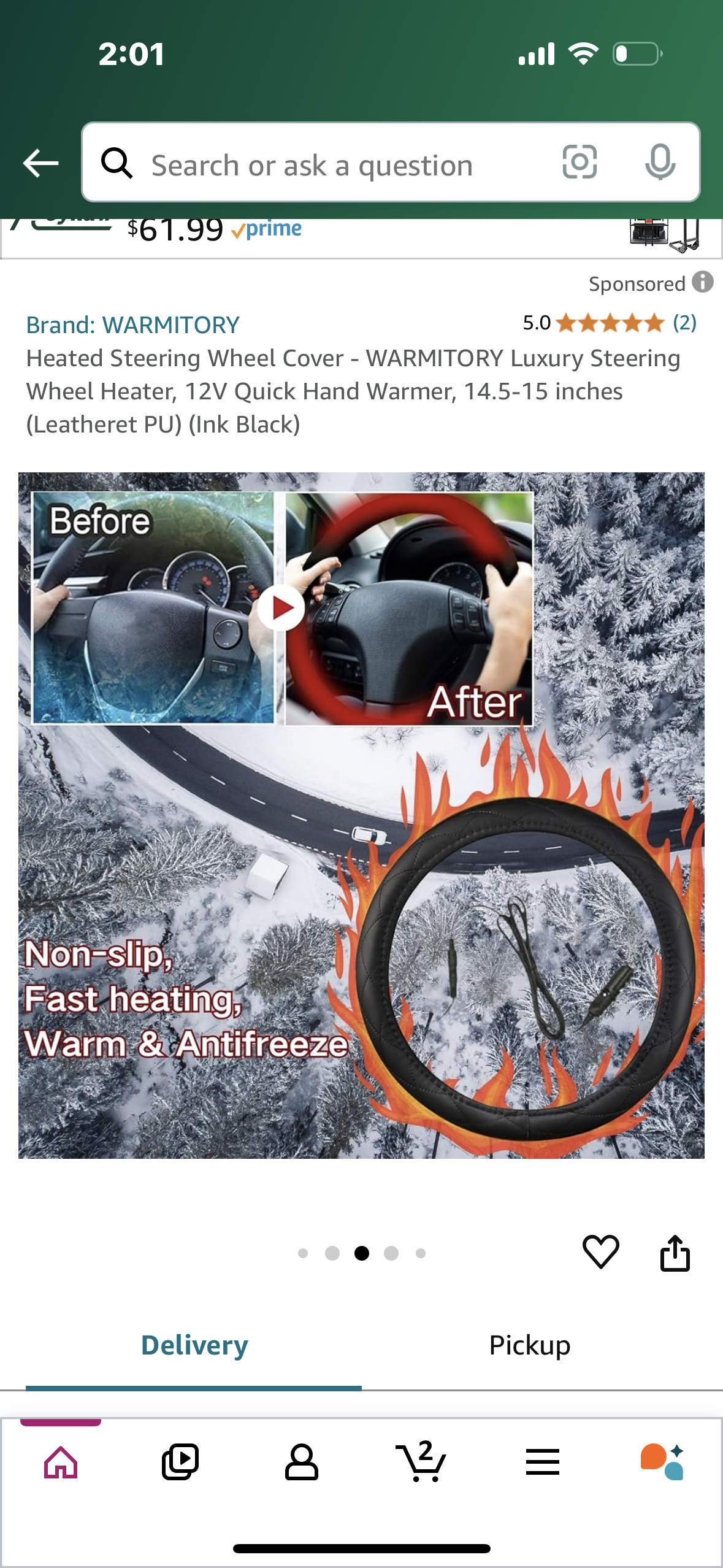 Heated Steering Wheel Cover - WARMITORY Luxury Steering Wheel Heater, 12V Quick Hand Warmer, 14.5-15 inches (Leatheret PU) (Ink Black