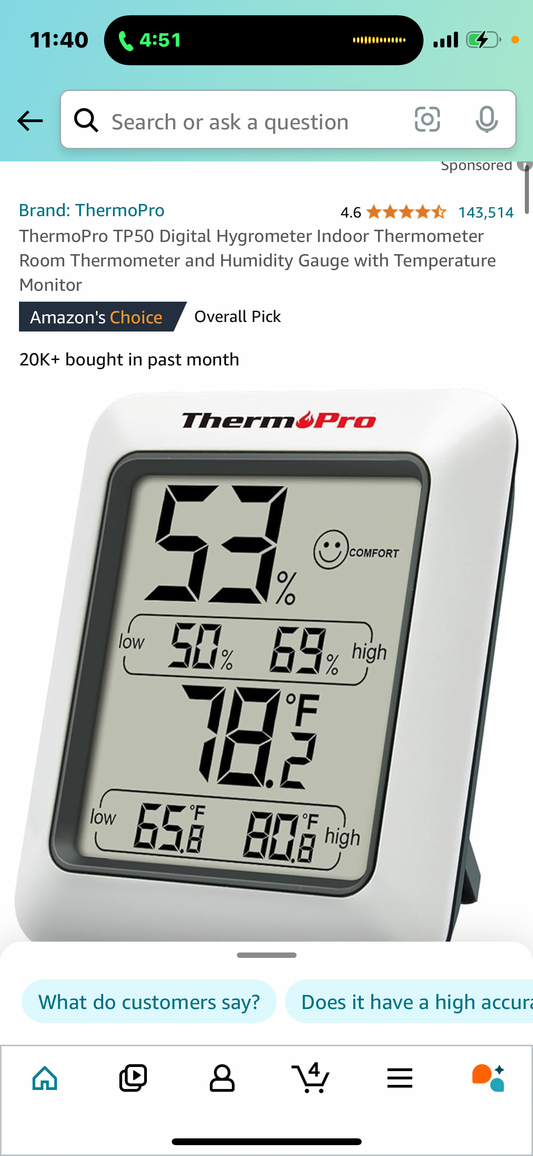 ThermoPro TP50 Digital Hygrometer Indoor Thermometer Room Thermometer and Humidity Gauge with Temperature Monitor