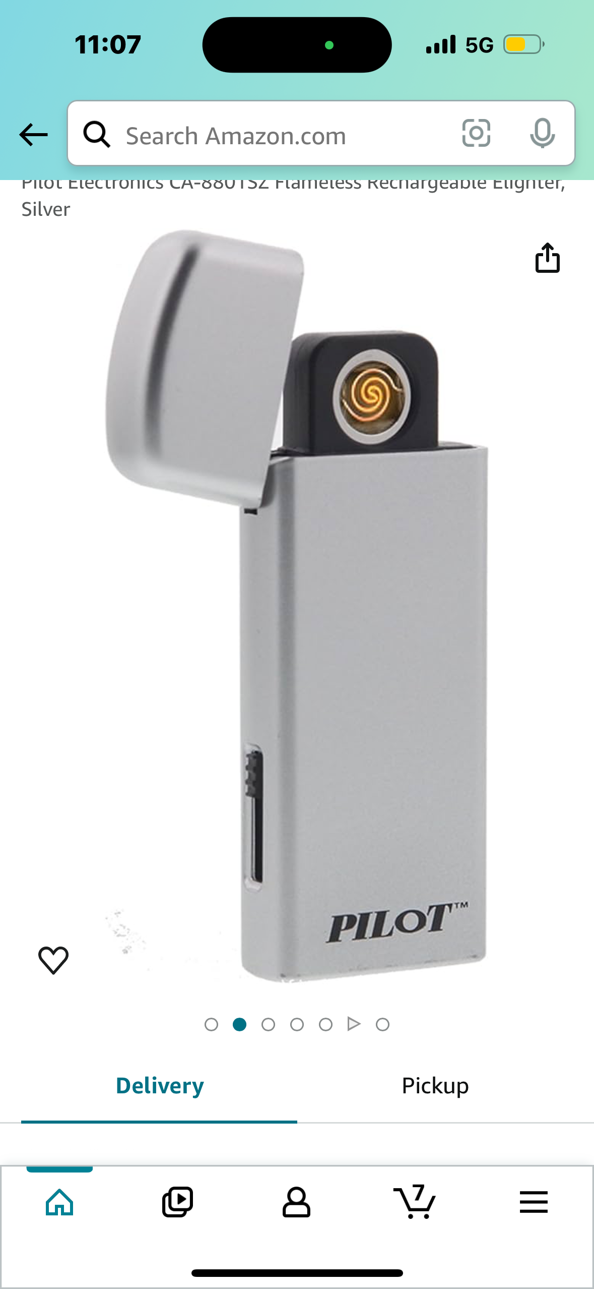 Pilot Electronics CA-8801SZ Flameless Rechargeable Lighter, Silver