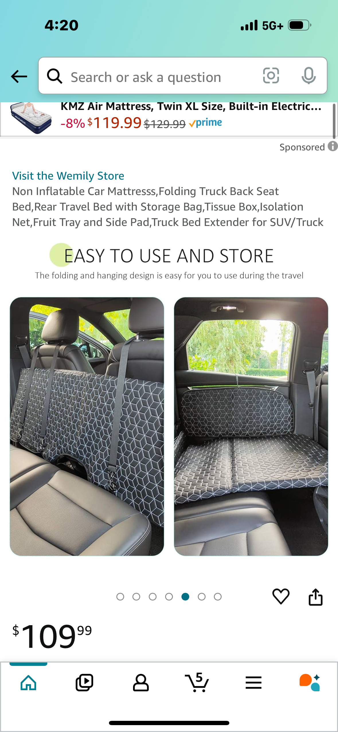 Non Inflatable Car Mattresss,Folding Truck Back Seat Bed,Rear Travel Bed with Storage Bag,Tissue Box,Isolation Net,Fruit Tray and Side Pad,Truck Bed Extender for SUV/Truck