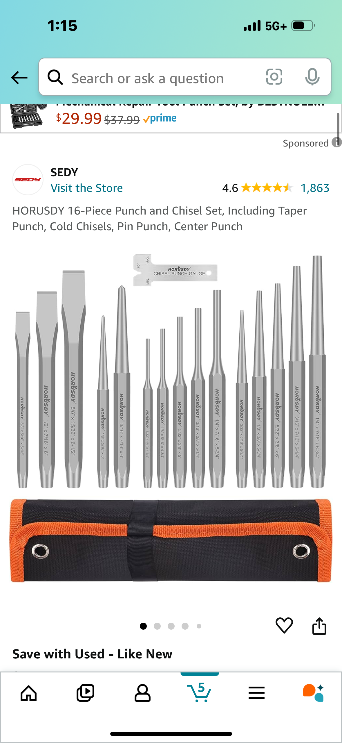 HORUSDY 16-Piece Punch and Chisel Set, Including Taper Punch, Cold Chisels, Pin Punch, Center Punch