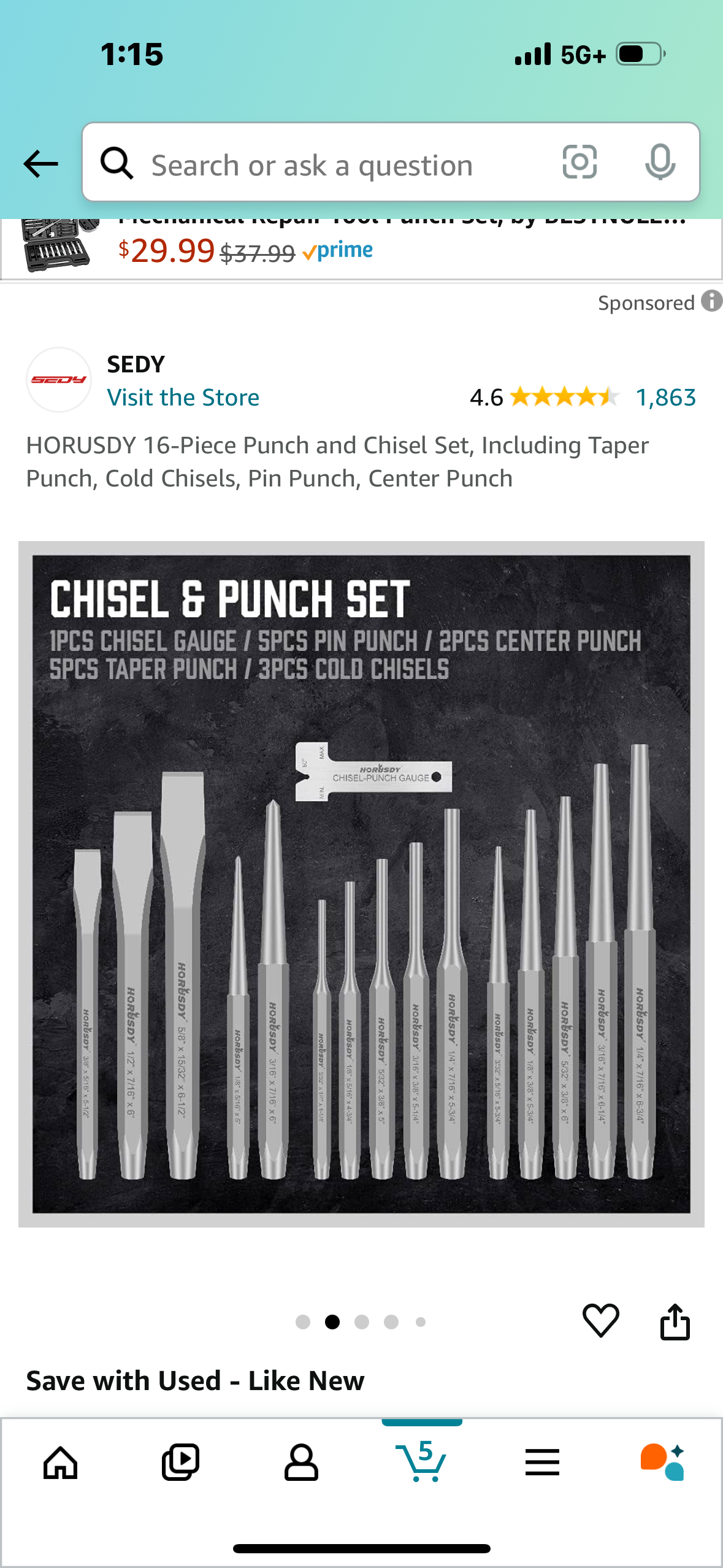 HORUSDY 16-Piece Punch and Chisel Set, Including Taper Punch, Cold Chisels, Pin Punch, Center Punch