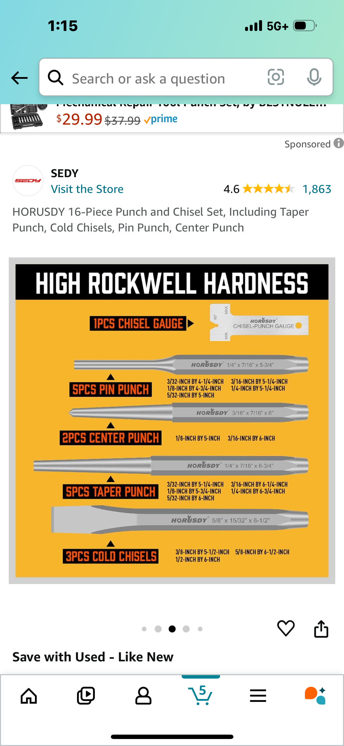 HORUSDY 16-Piece Punch and Chisel Set, Including Taper Punch, Cold Chisels, Pin Punch, Center Punch