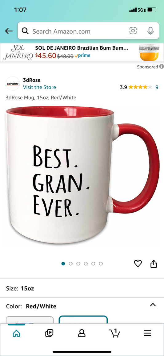 Best. Gran. Ever Rose Mug, 15oz, Red/White