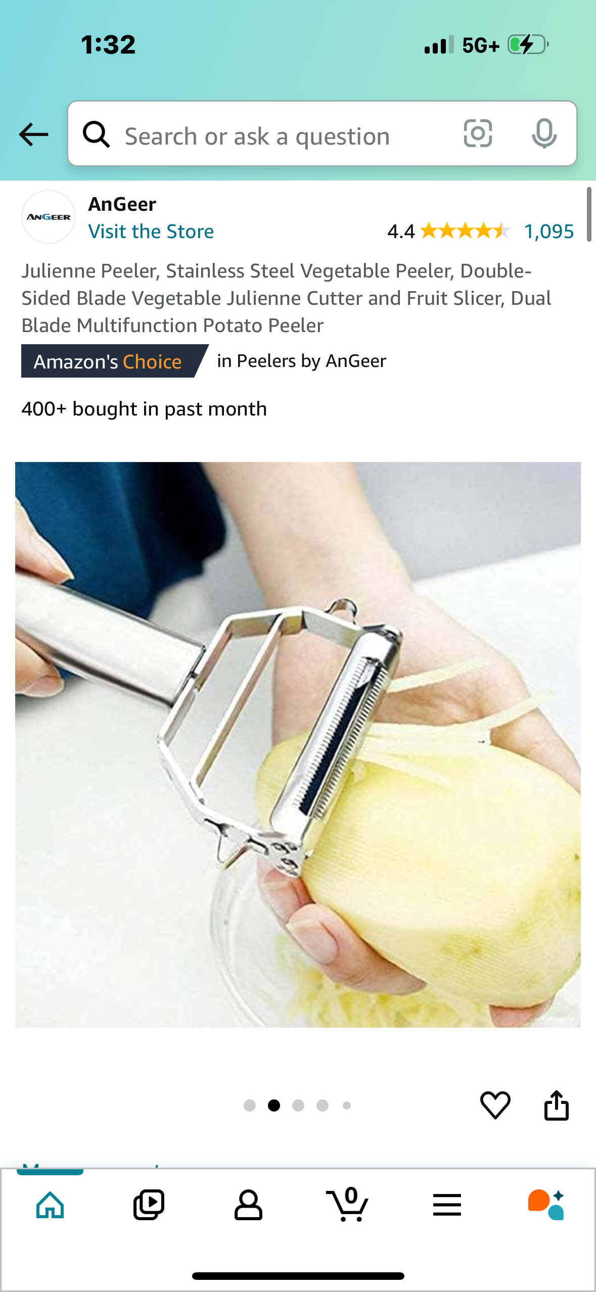 Julienne Peeler, Stainless Steel Vegetable Peeler, Double-Sided Blade Vegetable Julienne Cutter and Fruit Slicer, Dual Blade Multifunction Potato Peeler