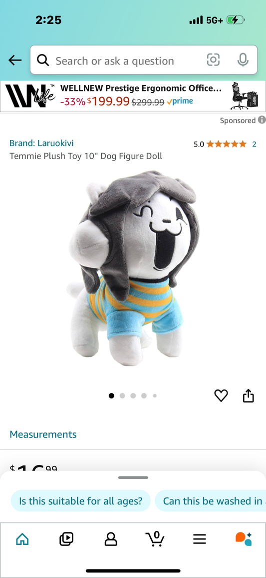 Temmie Plush Toy 10'' Dog Figure Doll