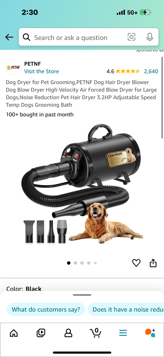 Dog Dryer for Pet Grooming,PETNF Dog Hair Dryer Blower Dog Blow Dryer High Velocity Air Forced Blow Dryer for Large Dogs,Noise Reduction Pet Hair Dryer 3.2HP Adjustable Speed Temp Dogs Grooming Bath