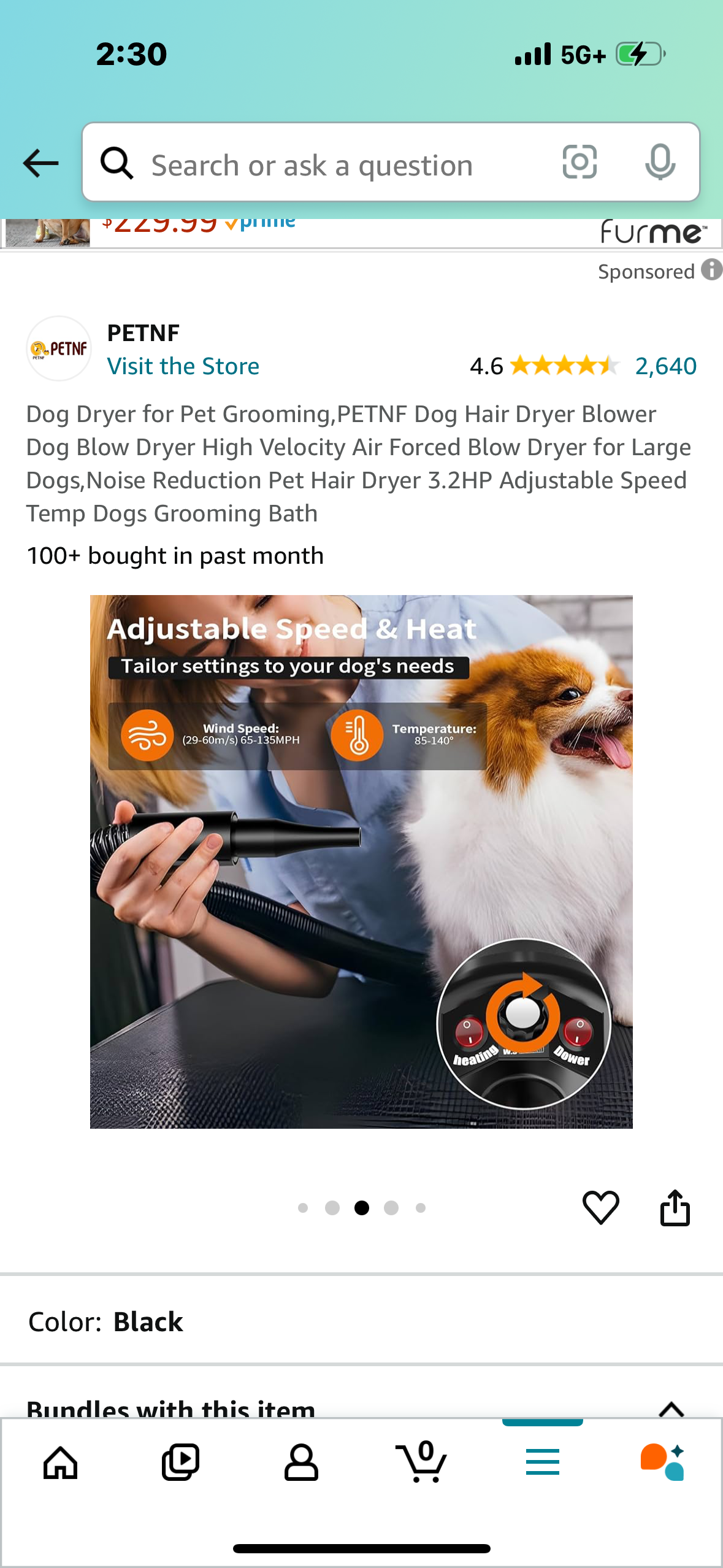 Dog Dryer for Pet Grooming,PETNF Dog Hair Dryer Blower Dog Blow Dryer High Velocity Air Forced Blow Dryer for Large Dogs,Noise Reduction Pet Hair Dryer 3.2HP Adjustable Speed Temp Dogs Grooming Bath