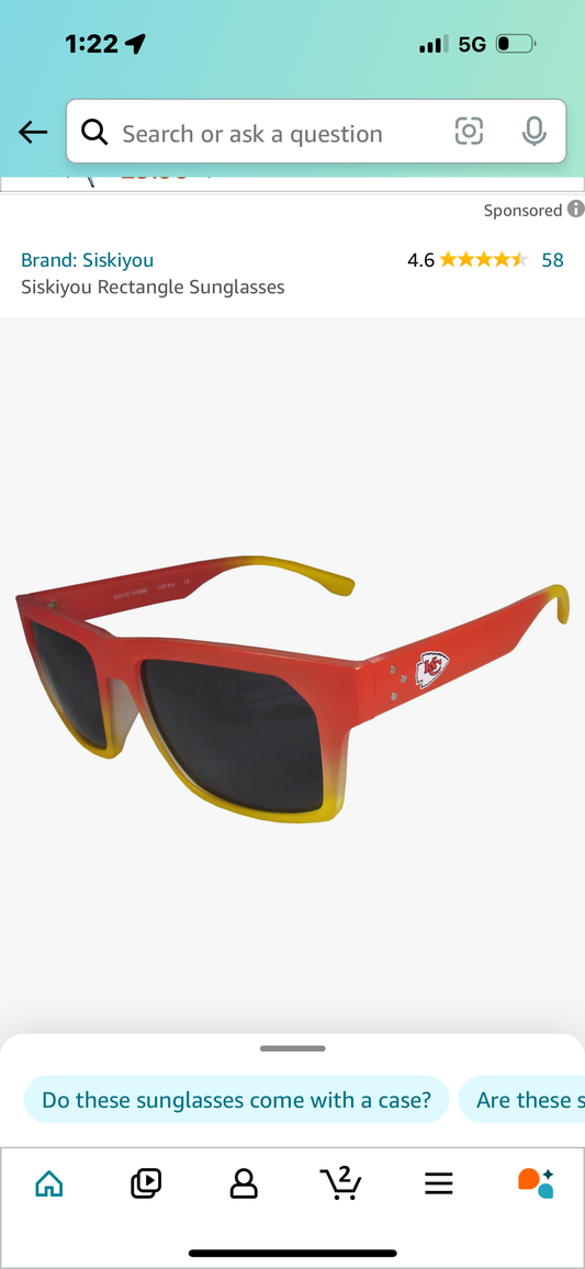 NFL Chiefs Rectangle Sunglasses