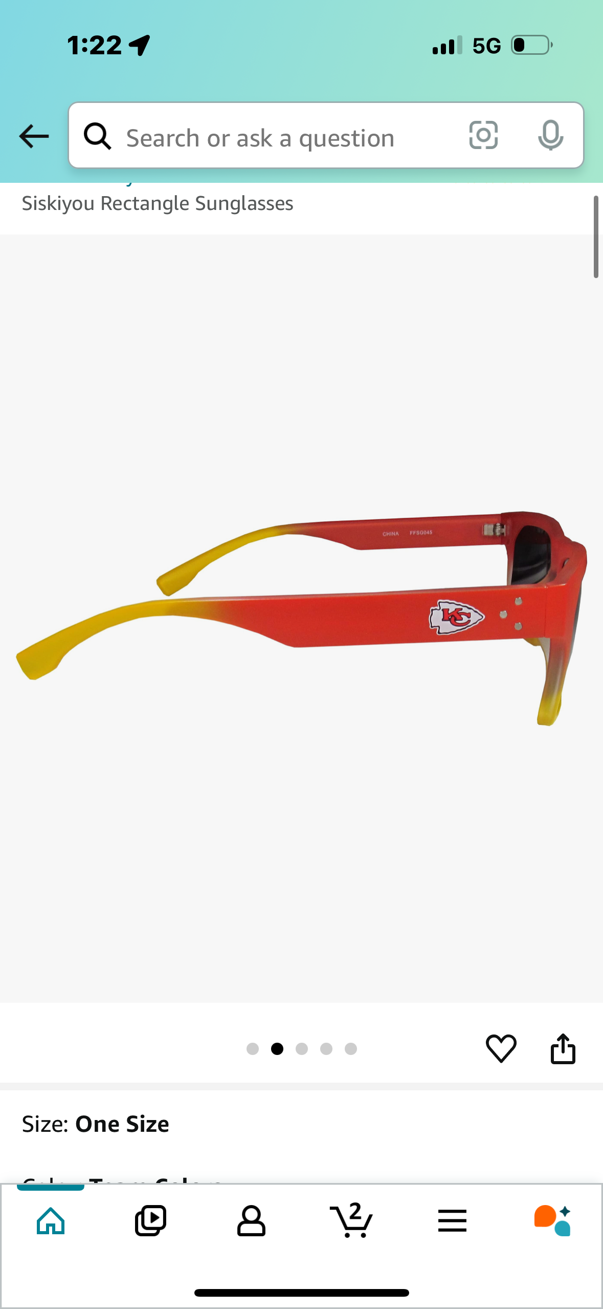 NFL Chiefs Rectangle Sunglasses