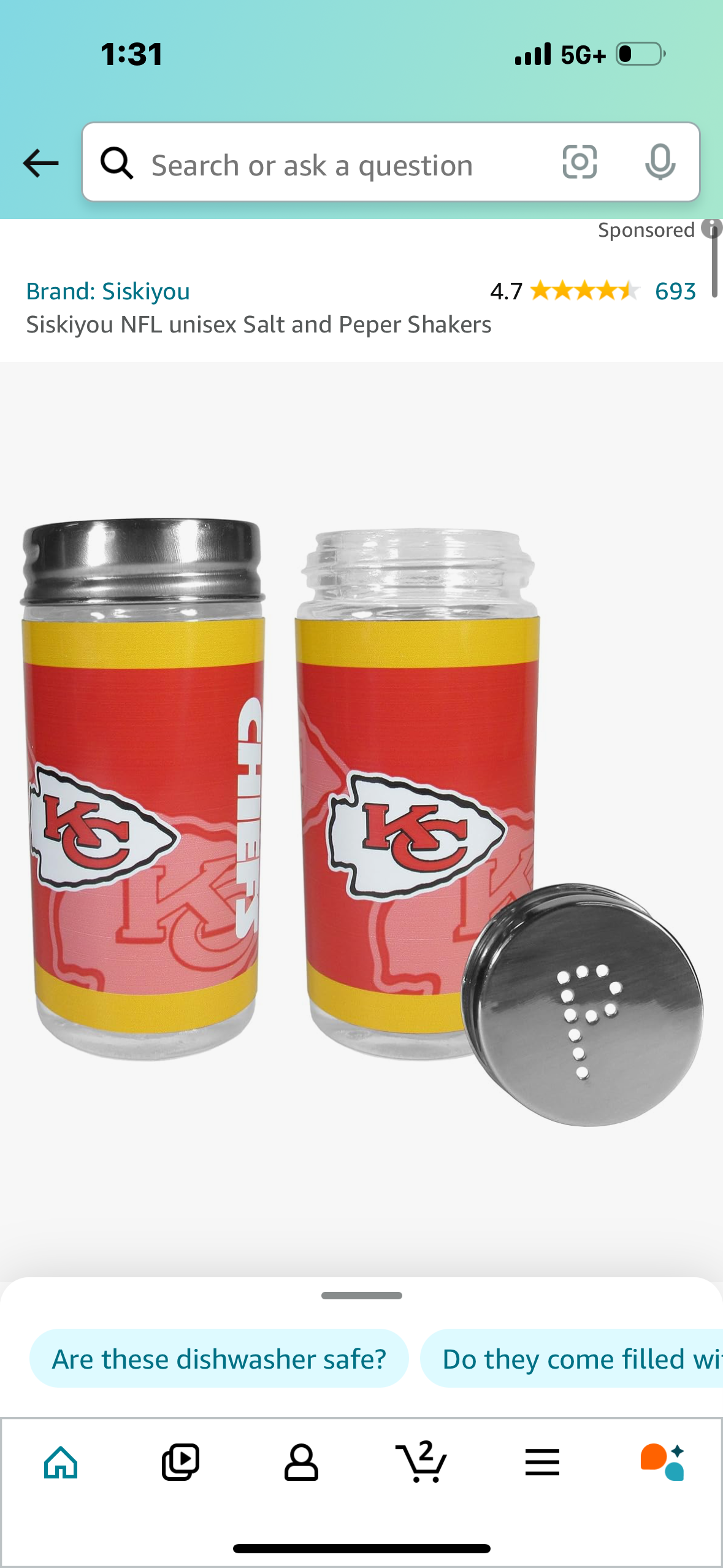 NFL Chiefs Salt and Peper Shakers