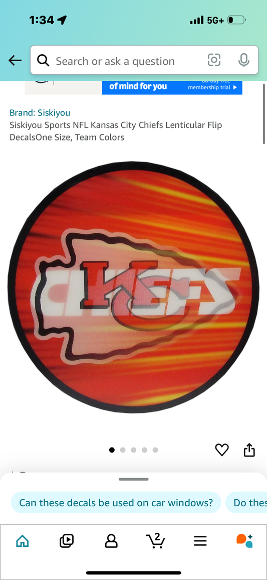 NFL Kansas City Chiefs Lenticular Flip DecalsOne Size, Team Colors