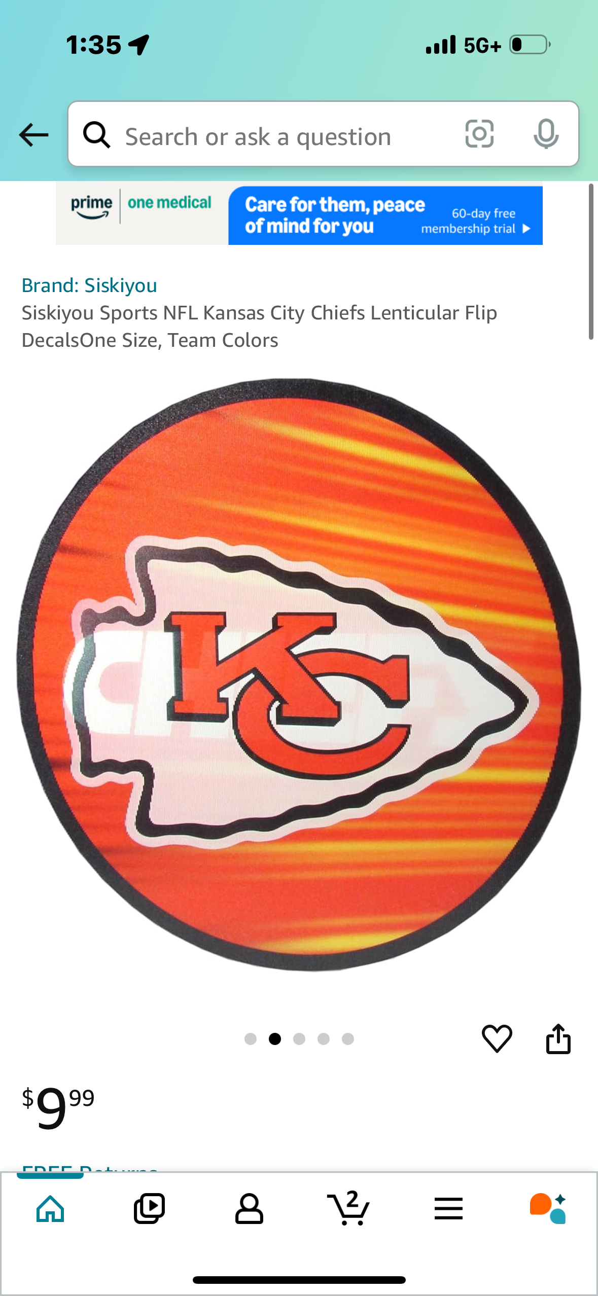 NFL Kansas City Chiefs Lenticular Flip DecalsOne Size, Team Colors