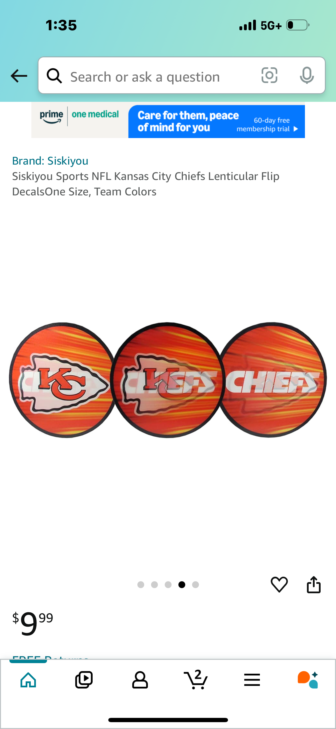 NFL Kansas City Chiefs Lenticular Flip DecalsOne Size, Team Colors