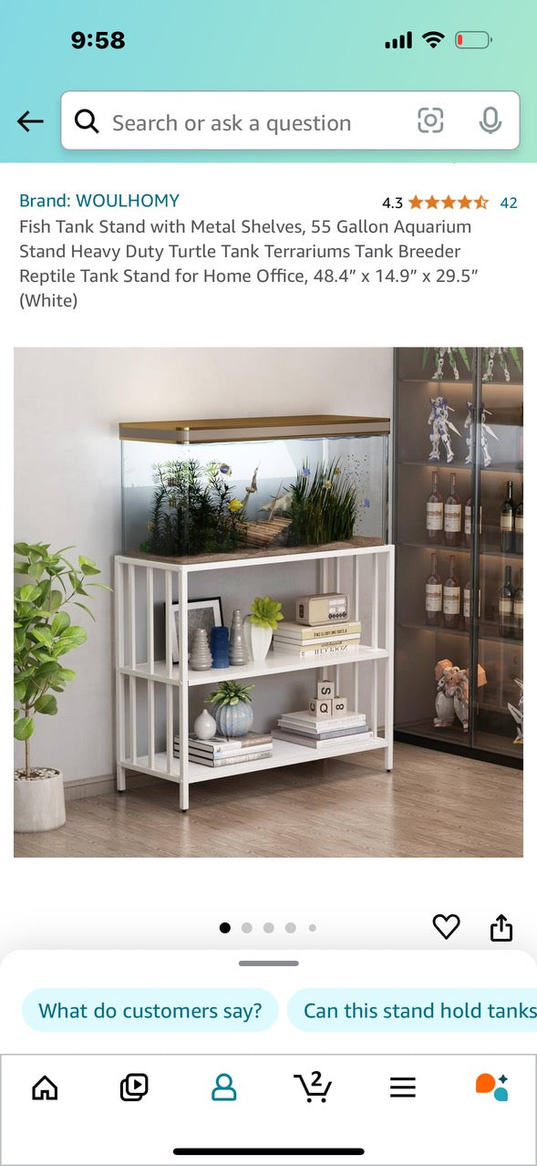 Shelf Unit Stand with Metal Shelves, Aquarium stand