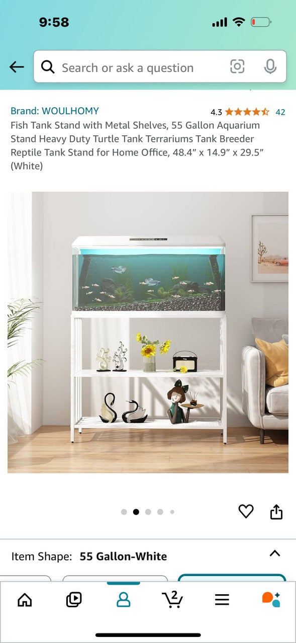 Shelf Unit Stand with Metal Shelves, Aquarium stand