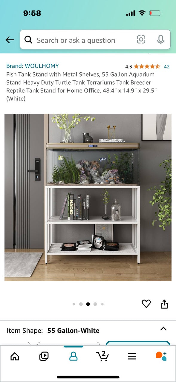 Shelf Unit Stand with Metal Shelves, Aquarium stand