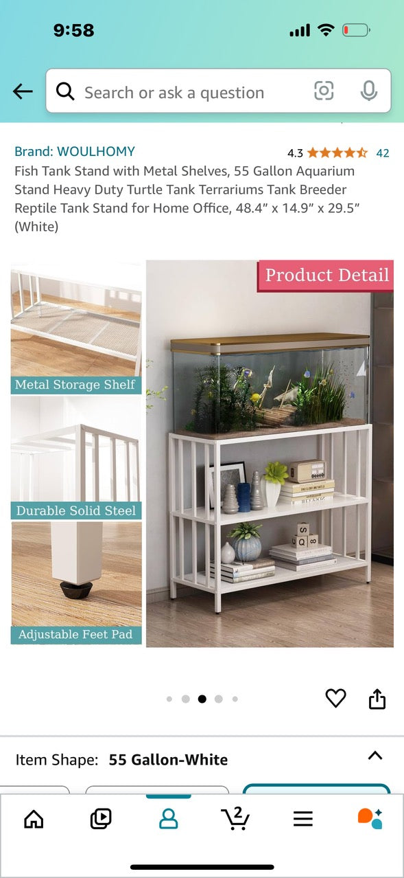 Shelf Unit Stand with Metal Shelves, Aquarium stand