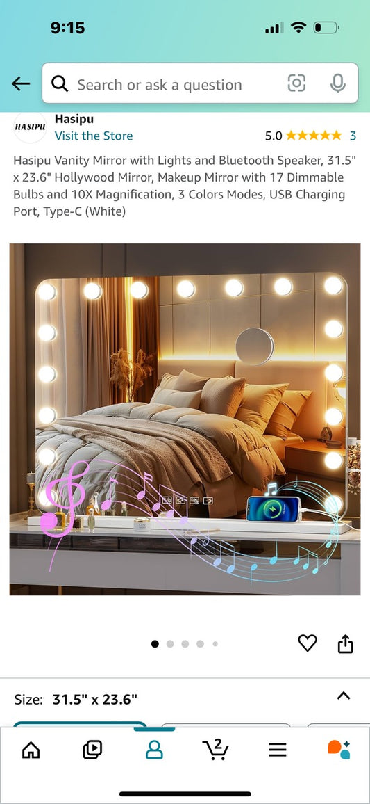 Vanity Mirror with Lights and Bluetooth Speaker