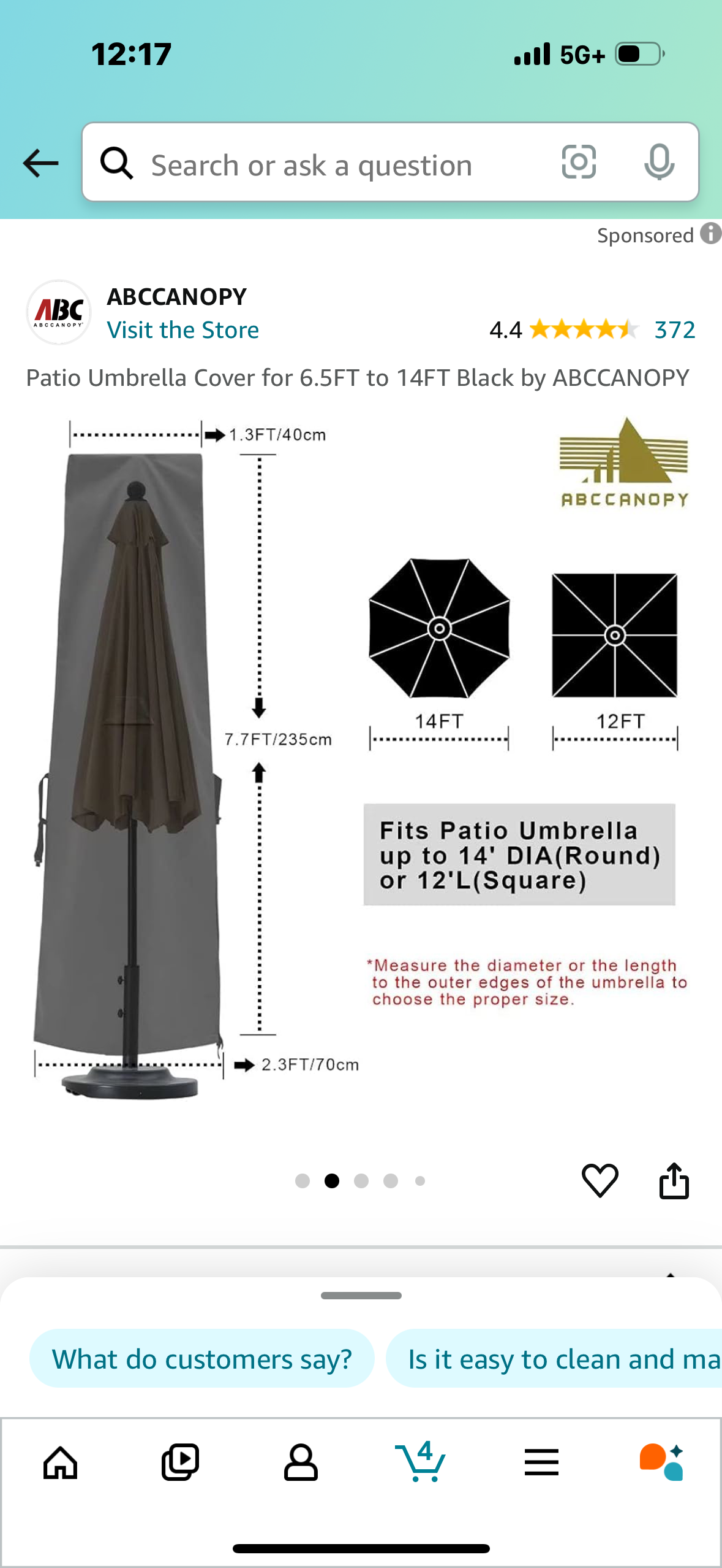 Patio Umbrella Cover for 6.5FT to 14FT Black