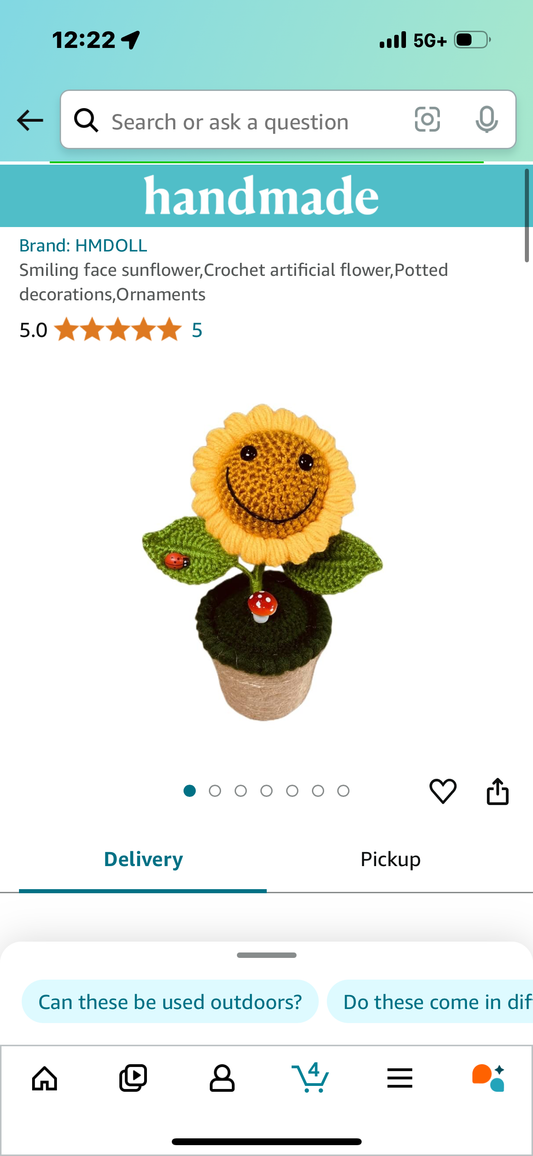 Smiling face sunflower,Crochet artificial flower,Potted decorations,Ornaments