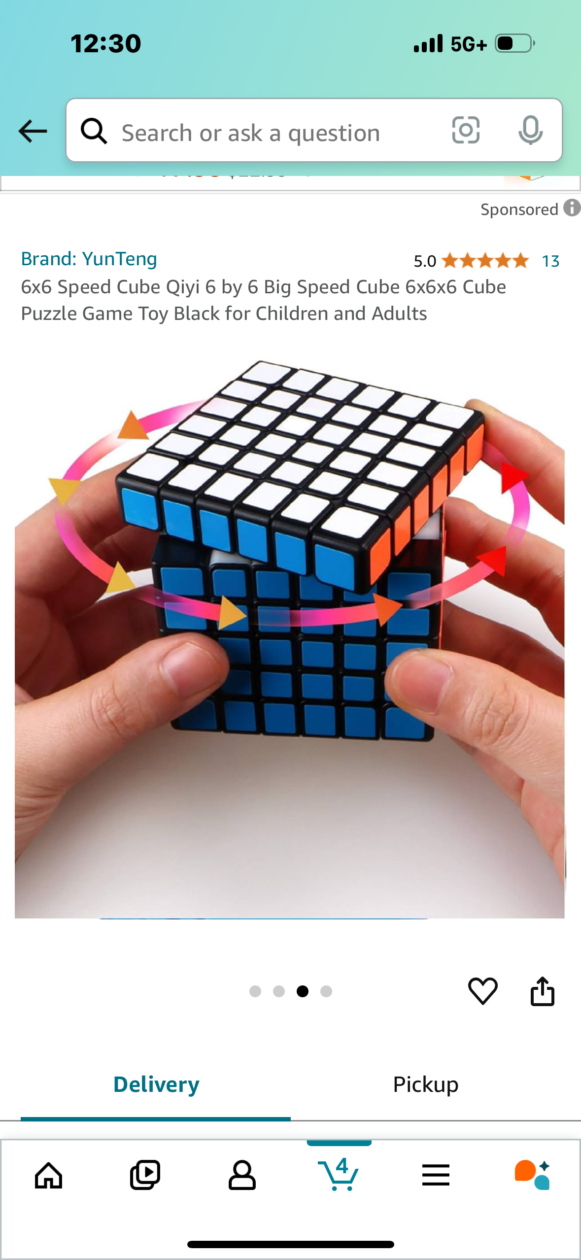 6x6 Speed Cube Qiyi 6 by 6 Big Speed Cube 6x6x6 Cube Puzzle Game Toy Black for Children and Adults