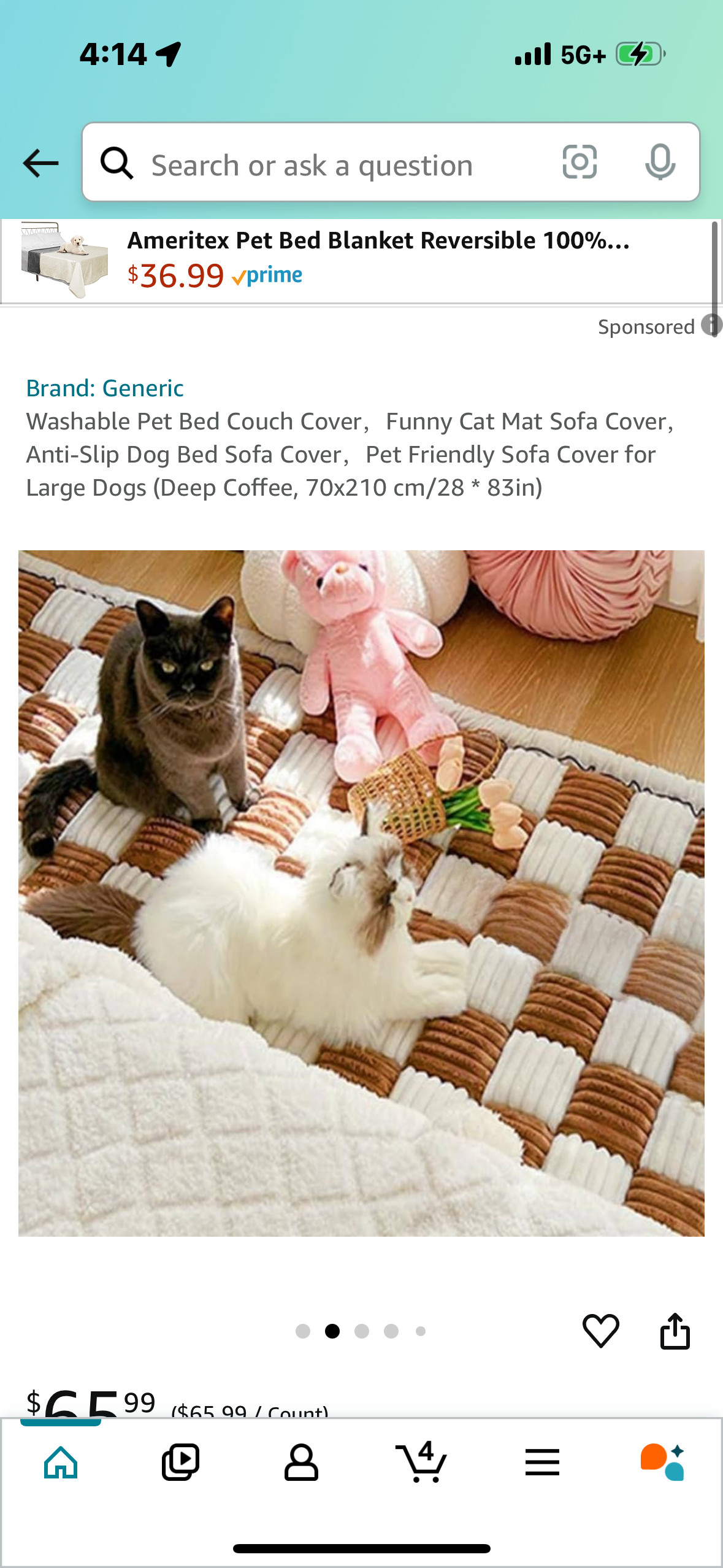 Washable Pet Bed Couch Cover，Funny Cat Mat Sofa Cover，Anti-Slip Dog Bed Sofa Cover，Pet Friendly Sofa Cover for Large Dogs (Deep Coffee, 70x210 cm/28 * 83in