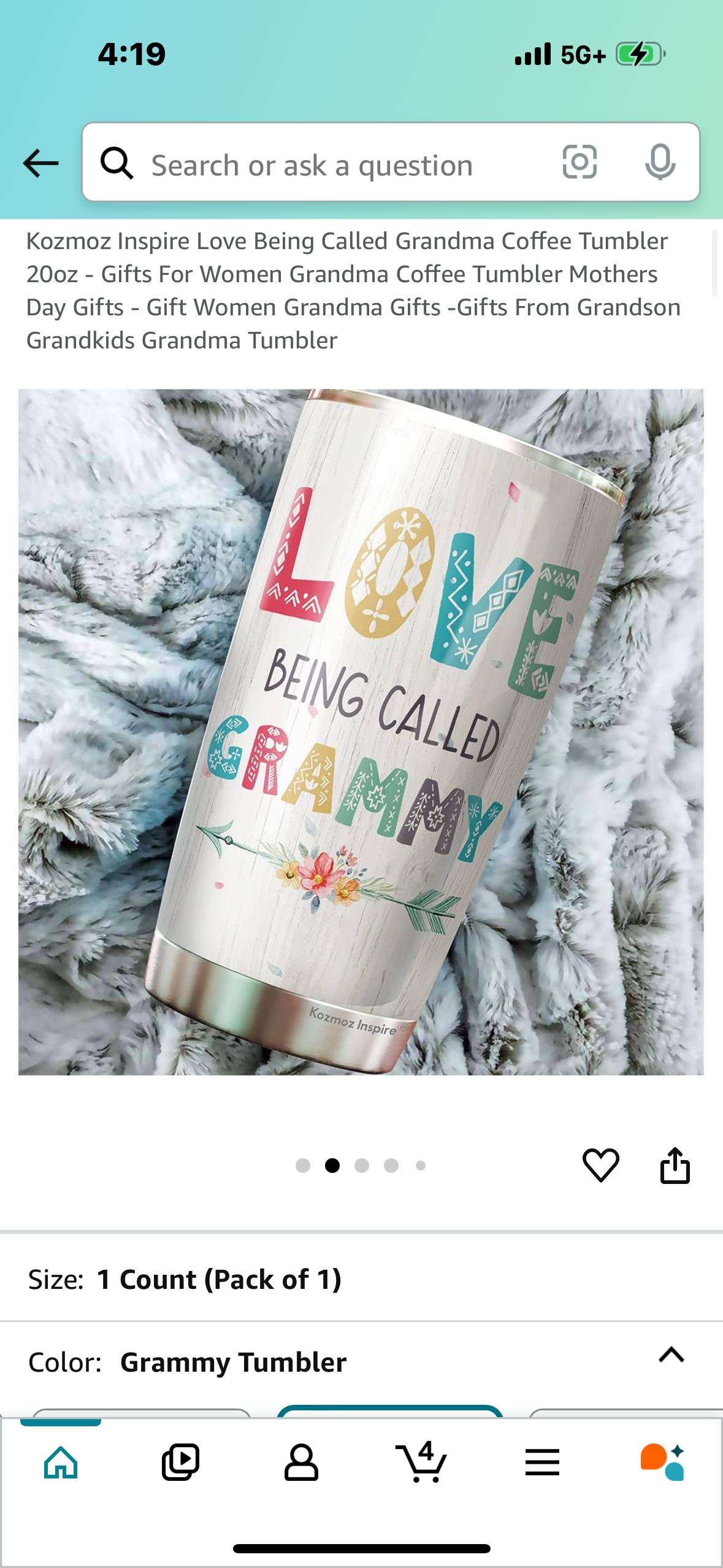 Kozmoz Inspire Love Being Called Grandma Coffee Tumbler 20oz - Gifts For Women Grandma Coffee Tumbler Mothers Day Gifts - Gift Women Grandma Gifts -Gifts From Grandson Grandkids Grandma Tumbler