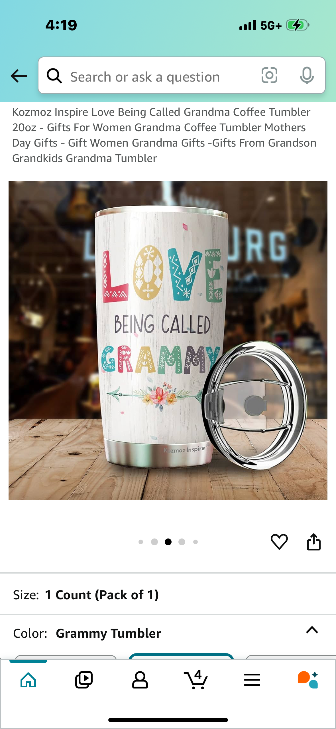 Kozmoz Inspire Love Being Called Grandma Coffee Tumbler 20oz - Gifts For Women Grandma Coffee Tumbler Mothers Day Gifts - Gift Women Grandma Gifts -Gifts From Grandson Grandkids Grandma Tumbler