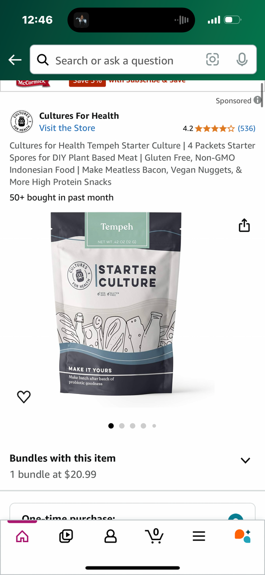 Cultures for Health Tempeh Starter Culture | 4 Packets Starter Spores for DIY Plant Based Meat | Gluten Free, Non-GMO Indonesian Food | Make Meatless Bacon, Vegan Nuggets, & More High Protein Snacks