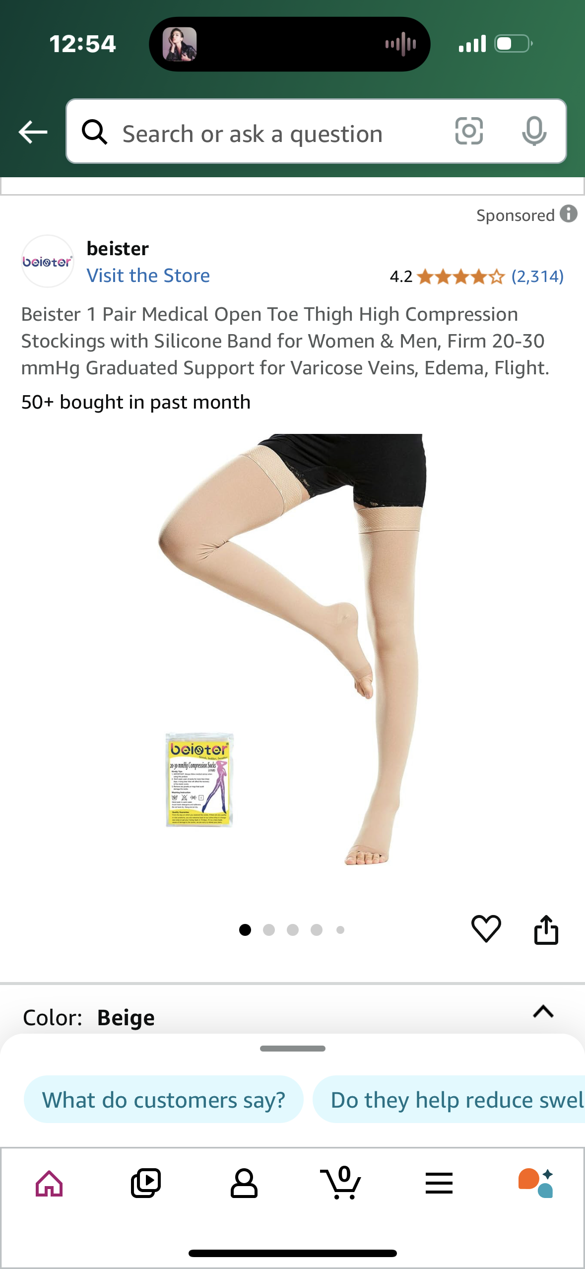 Beister 1 Pair Medical Open Toe Thigh High Compression Stockings with Silicone Band for Women & Men, Firm 20-30 mmHg Graduated Support for Varicose Veins, Edema, Flight