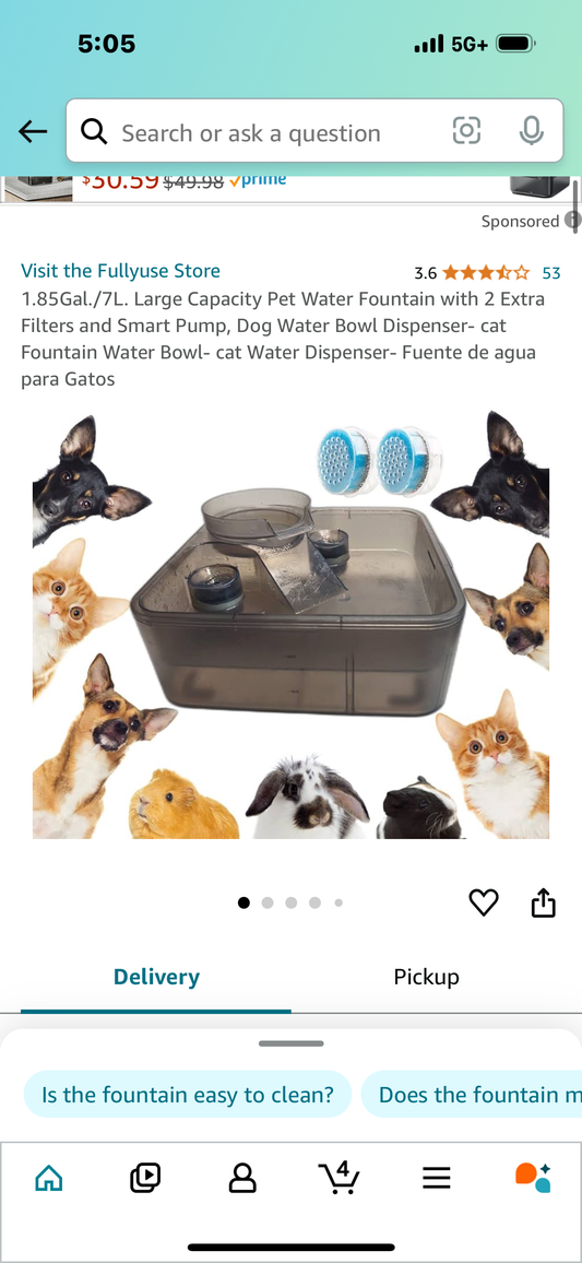 1.85Gal./7L. Large Capacity Pet Water Fountain with 2 Extra Filters and Smart Pump, Dog Water Bowl Dispenser- cat Fountain Water Bowl- cat Water Dispenser- Fuente de agua para Gatos