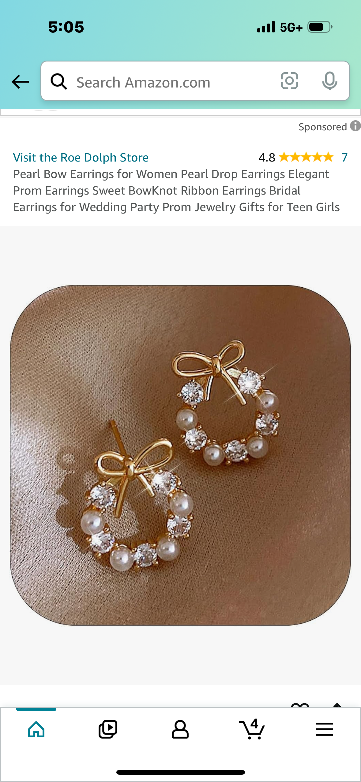 Pearl Bow Earrings for Women Pearl Drop Earrings Elegant Prom Earrings Sweet BowKnot