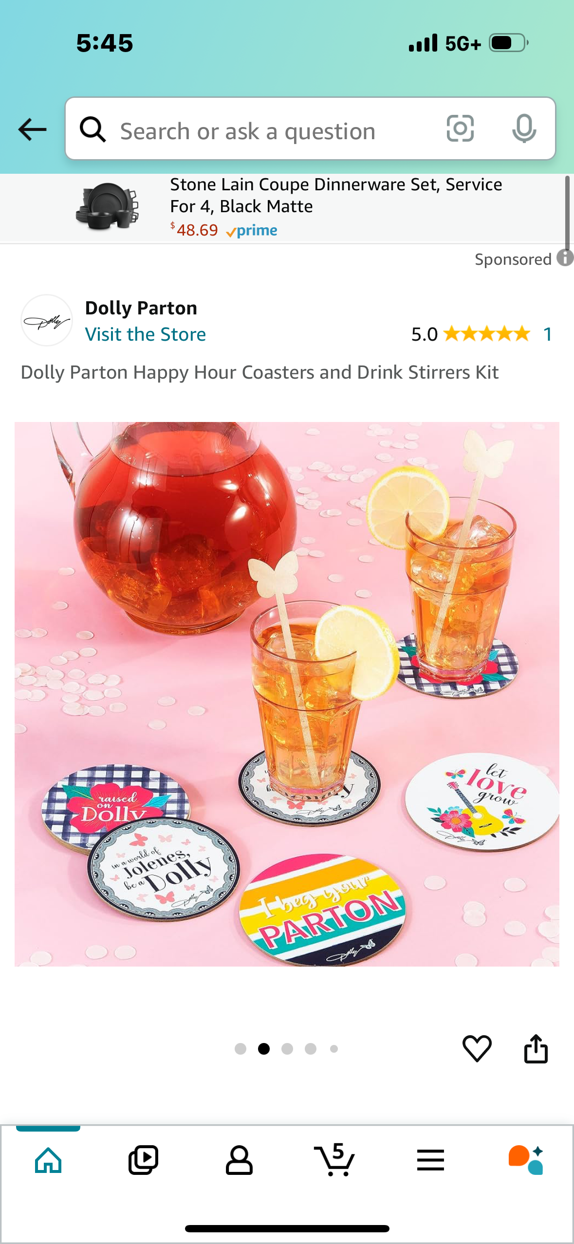 Dolly Parton Happy Hour Coasters and Drink Stirrers Kit