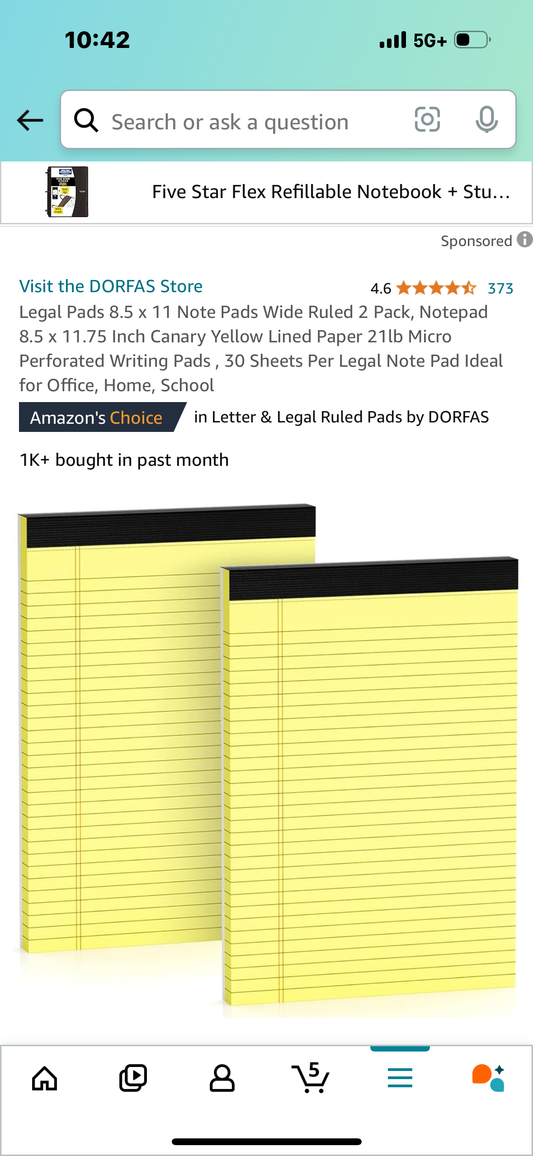 Legal Pads 8.5 x 11 Note Pads Wide Ruled 2 Pack, Notepad 8.5 x 11.75 Inch Canary Yellow Lined Paper 21lb Micro Perforated Writing Pads , 30 Sheets Per Legal Note Pad Ideal for Office, Home, School