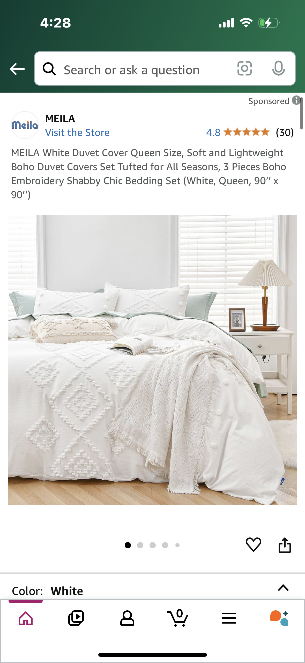 MEILA White Duvet Cover Queen Size, Soft and Lightweight Boho Duvet Covers Set Tufted for All Seasons, 3 Pieces Boho Embroidery Shabby Chic Bedding Set (White, Queen, 90’’ x 90’’)