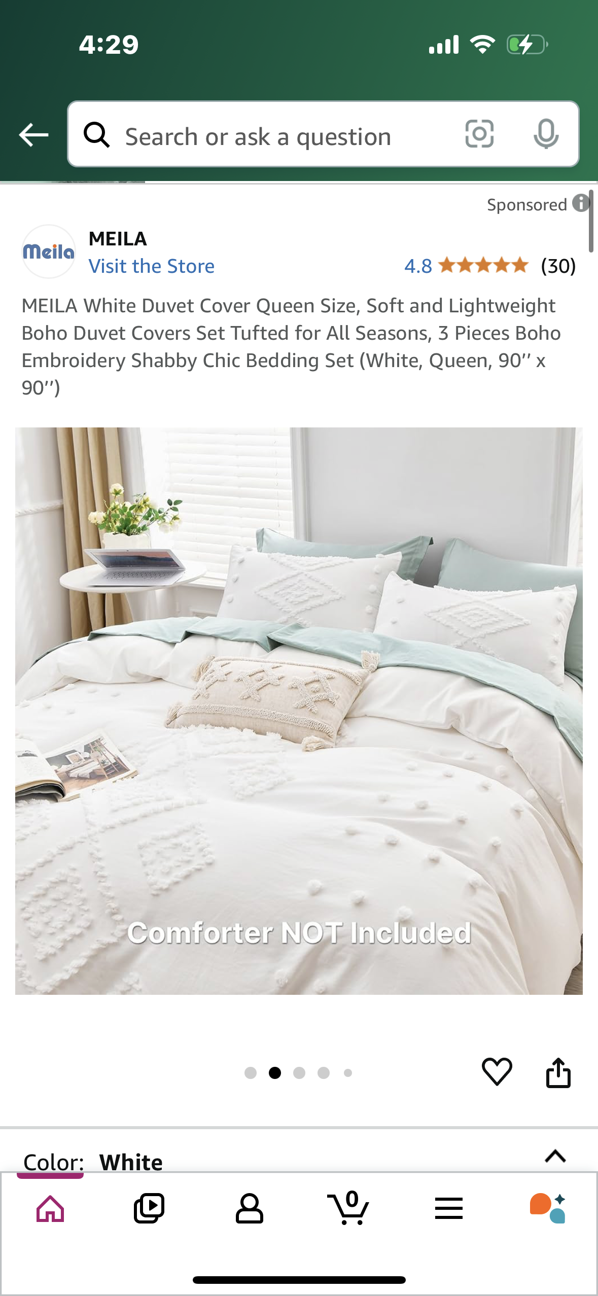 MEILA White Duvet Cover Queen Size, Soft and Lightweight Boho Duvet Covers Set Tufted for All Seasons, 3 Pieces Boho Embroidery Shabby Chic Bedding Set (White, Queen, 90’’ x 90’’)