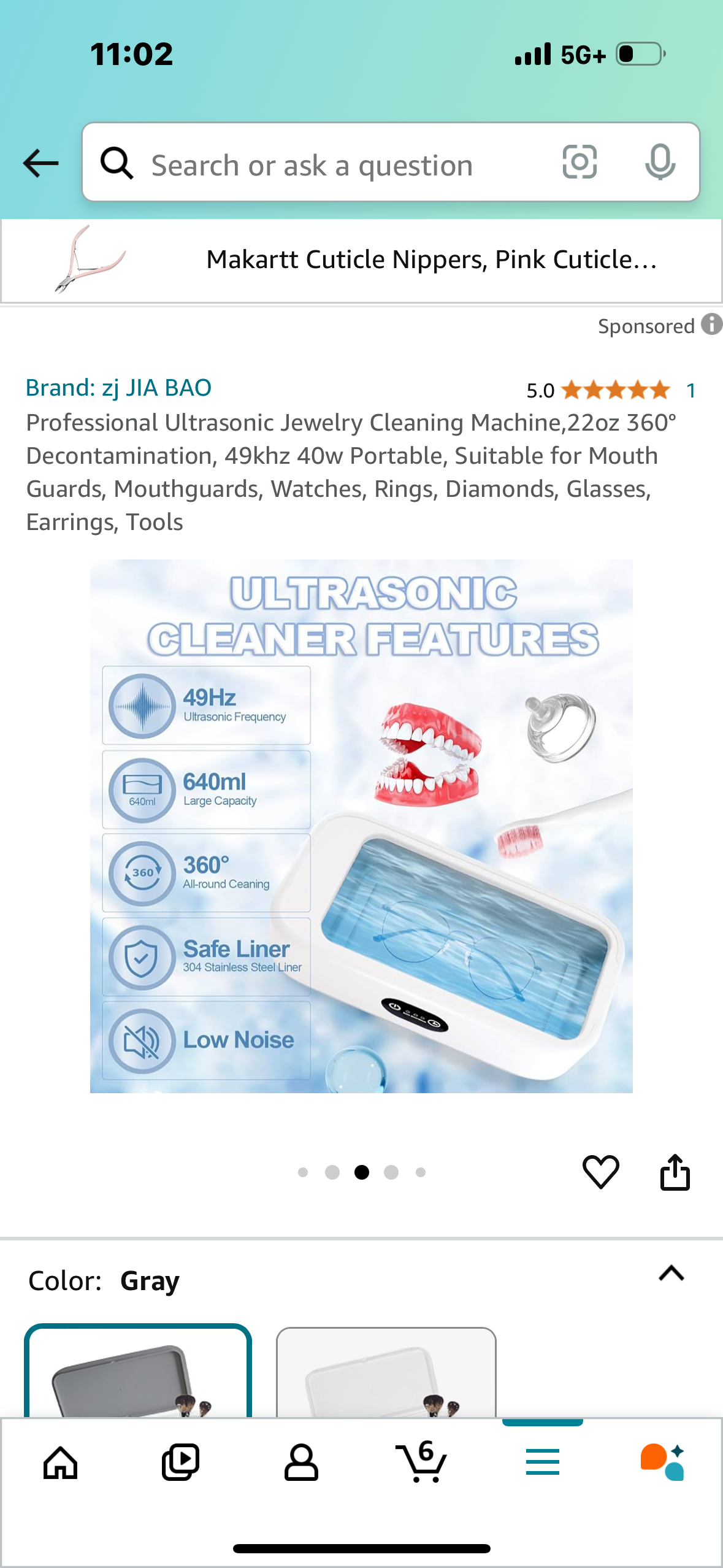 Professional Ultrasonic Jewelry Cleaning Machine,22oz 360° Decontamination, 49khz 40w Portable, Suitable for Mouth Guards, Mouthguards, Watches, Rings, Diamonds, Glasses, Earrings, Tools