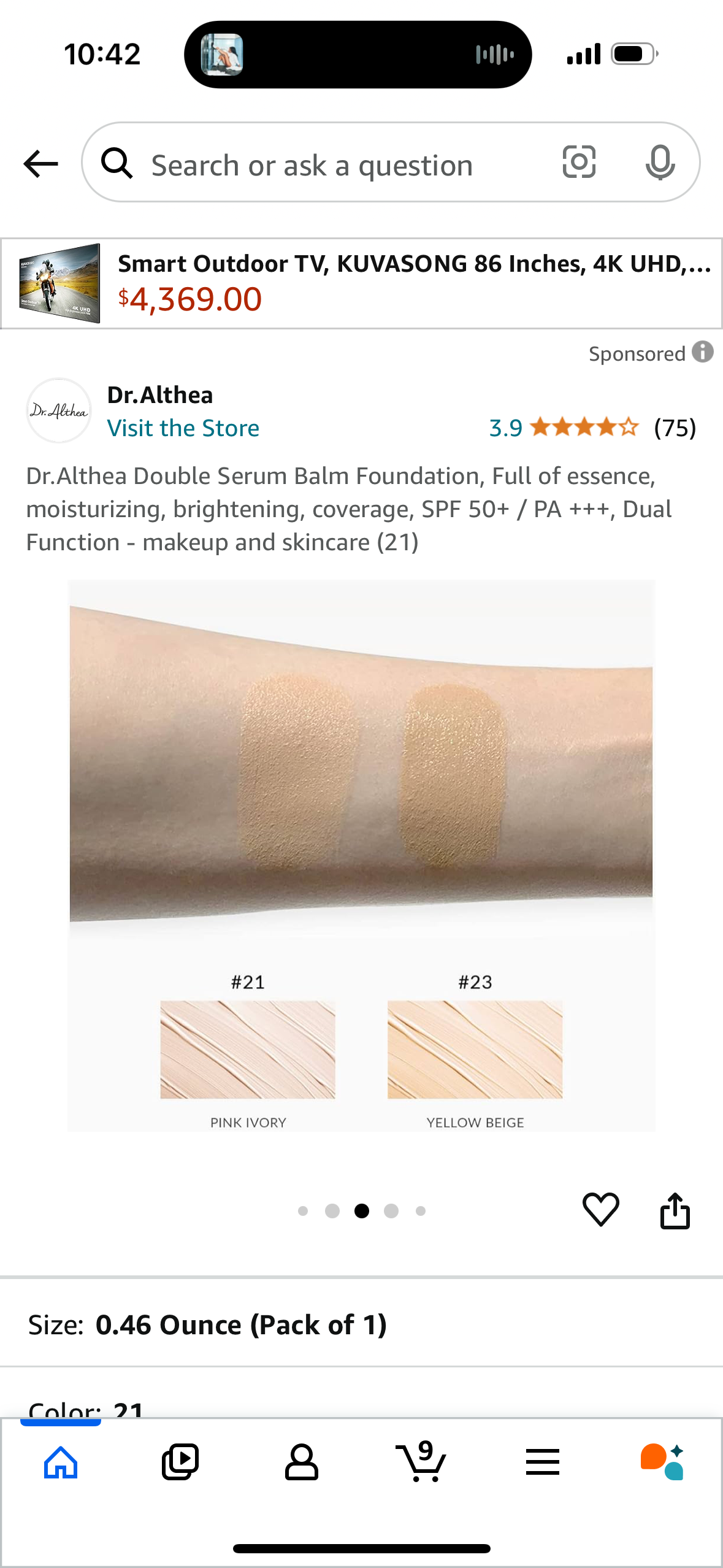 Dr.Althea Double Serum Balm Foundation, Full of essence, moisturizing, brightening, coverage, SPF 50+ / PA +++, Dual Function - makeup and skincare (Color #23)