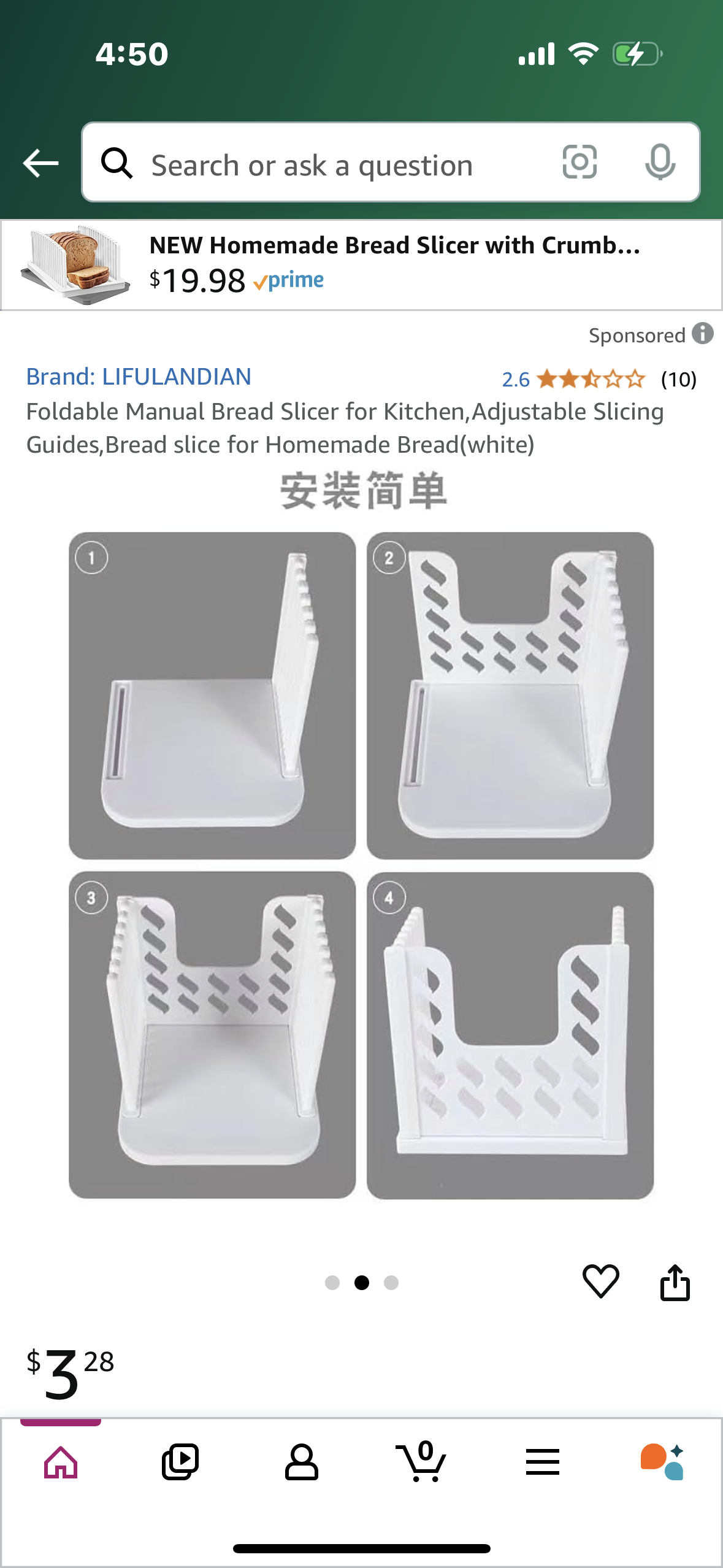 Foldable Manual Bread Slicer for Kitchen,Adjustable Slicing Guides,Bread slice for Homemade Bread(white)