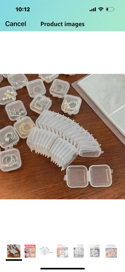 20 pack Mini Clear Plastic Jewelry Box earring storage box Small Storage Containers with Hinged Lids for Crafts Screws Art Embroidery Nail Accessories