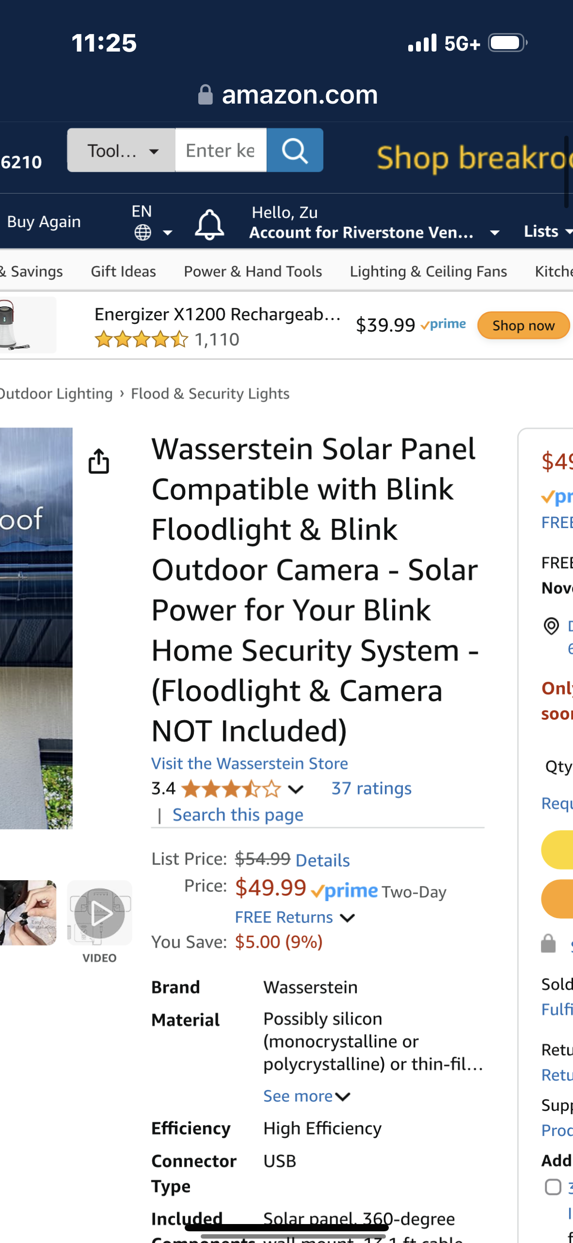 Wasserstein Floodlight & Solar Panel Compatible with Blink Outdoor 4/3 - Complete Package for Blink Home Security System(Camera NOT Included)