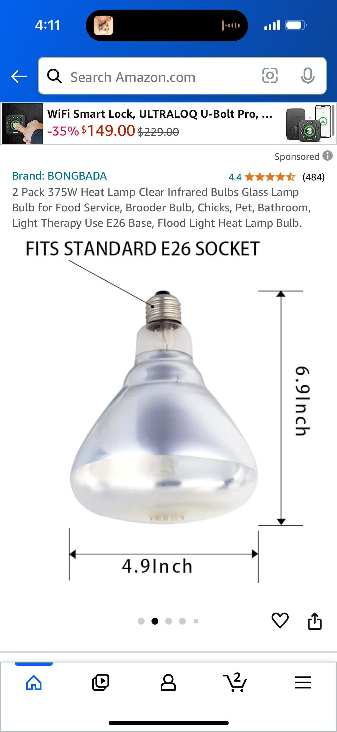 Pack 375W Heat Lamp Clear Infrared Bulbs Glass Lamp Bulb for Food Service, Brooder Bulb, Chicks, Pet, Bathroom, Light Therapy Use E26 Base, Flood Light Heat Lamp Bulb