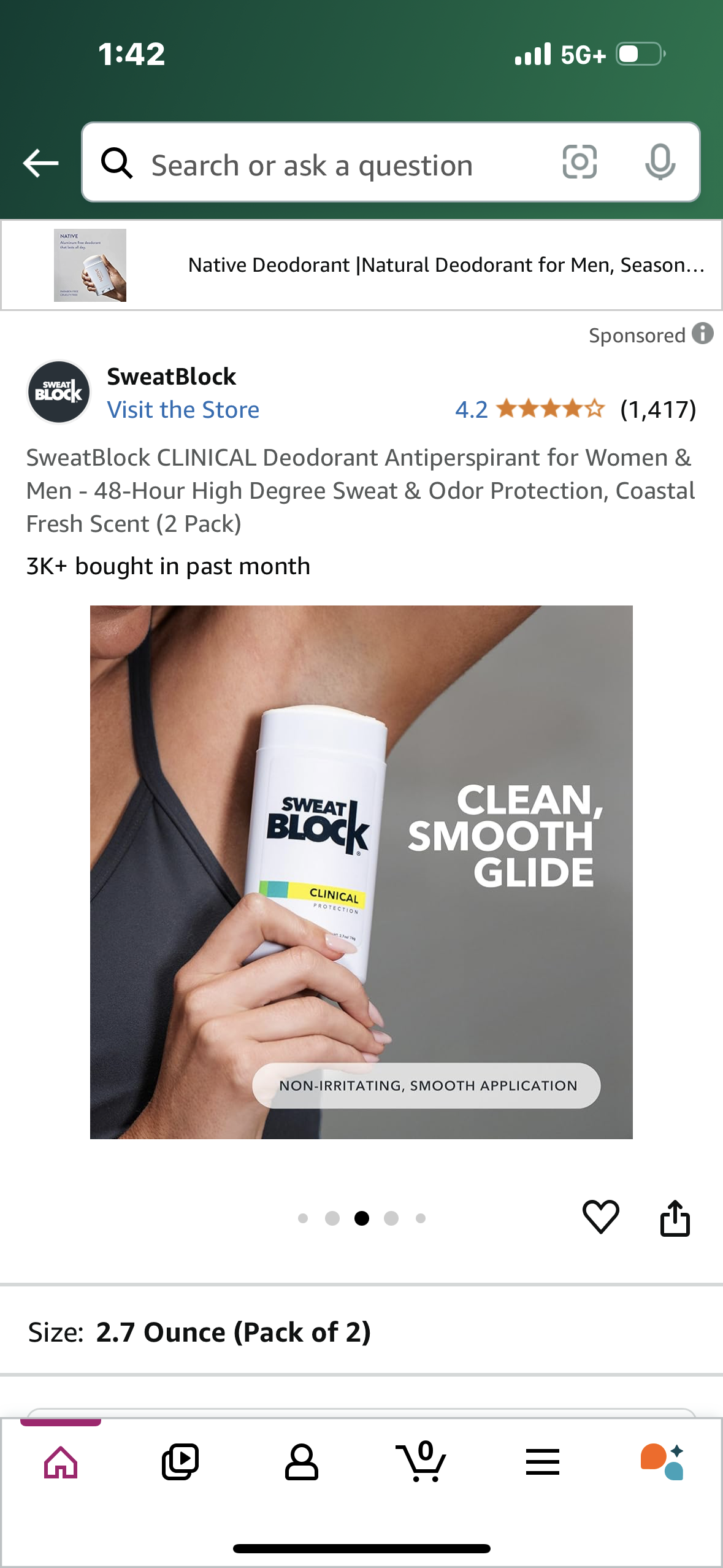 SweatBlock CLINICAL Deodorant Antiperspirant for Women & Men - 48-Hour High Degree Sweat & Odor Protection, Coastal Fresh Scent (2 Pack