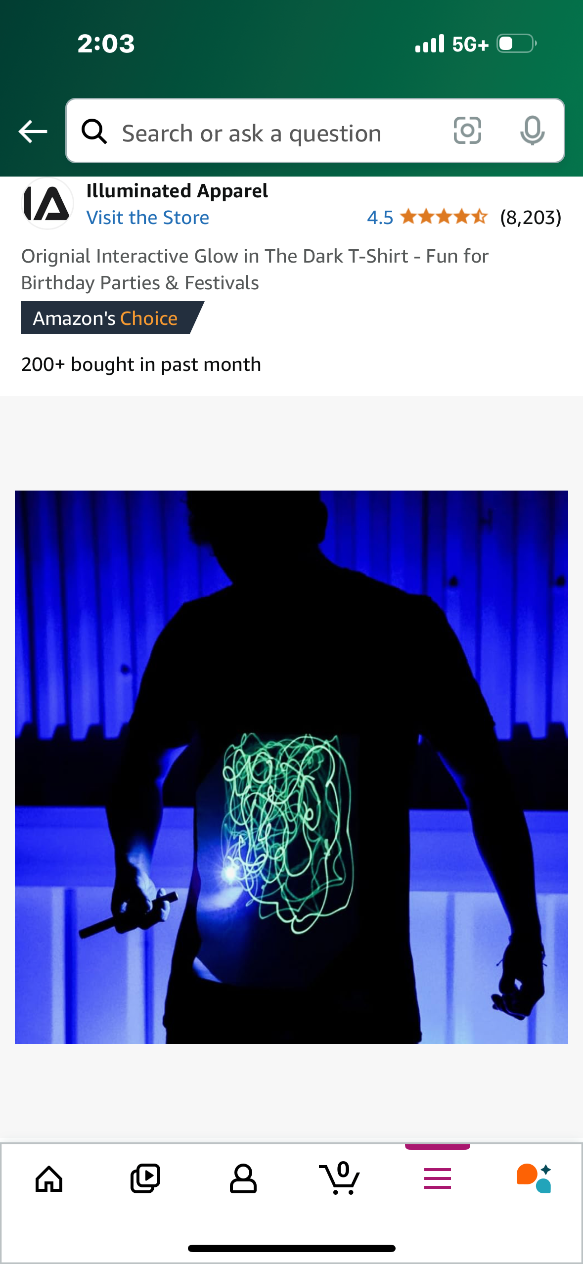 Orignial Interactive Glow in The Dark T-Shirt - Fun for Birthday Parties & Festivals Size 12-14