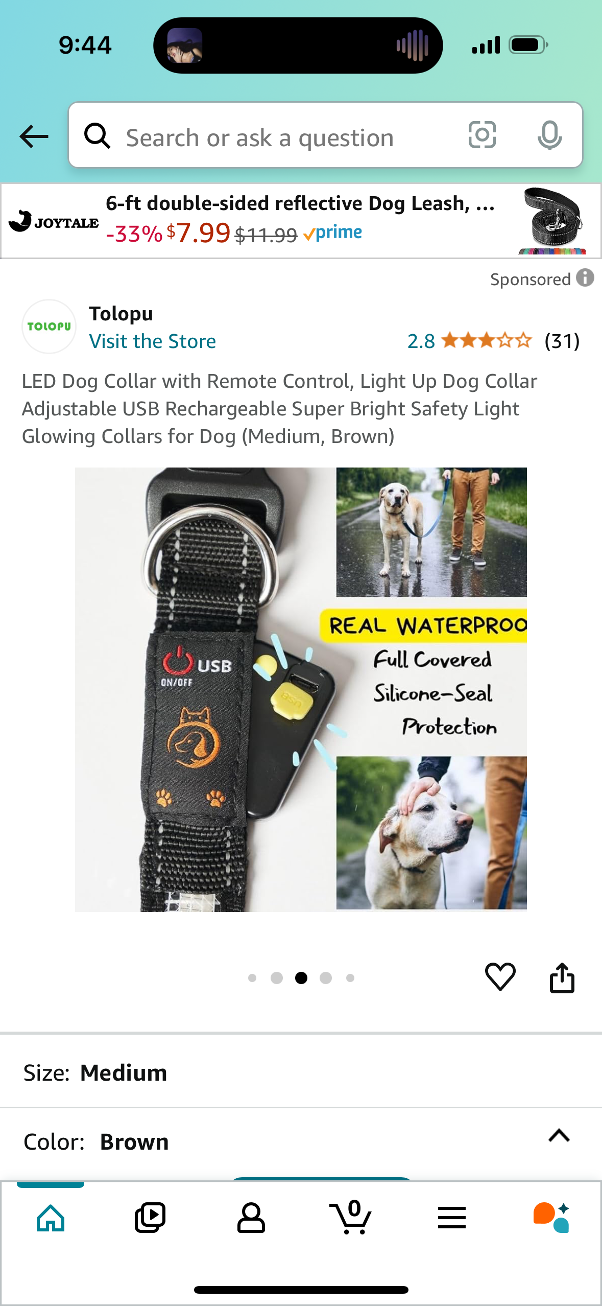 LED Dog Collar with Remote Control, Light Up Dog Collar Adjustable USB Rechargeable Super Bright Safety Light Glowing Collars for Dog (Large, Brown)