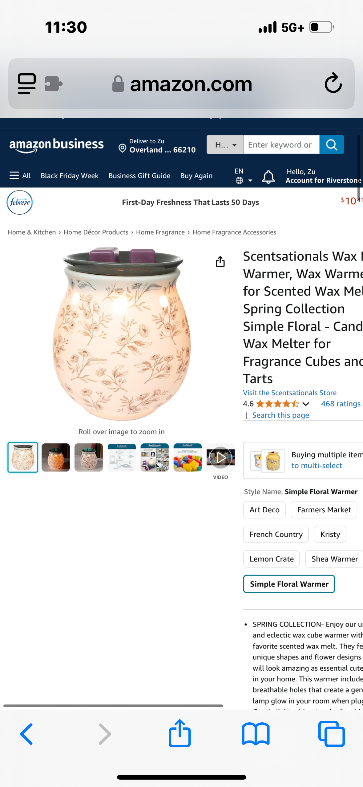 Scentsationals Spring Collection - Scented Wax Warmer - Floral and Sunny Wax Cube Melter & Burner - Electric Winter Fragrance Home Air Freshener Gift (Flora)