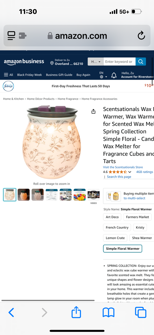 Scentsationals Spring Collection - Scented Wax Warmer - Floral and Sunny Wax Cube Melter & Burner - Electric Winter Fragrance Home Air Freshener Gift (Flora)